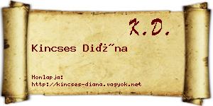 Kincses Diána névjegykártya