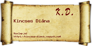 Kincses Diána névjegykártya